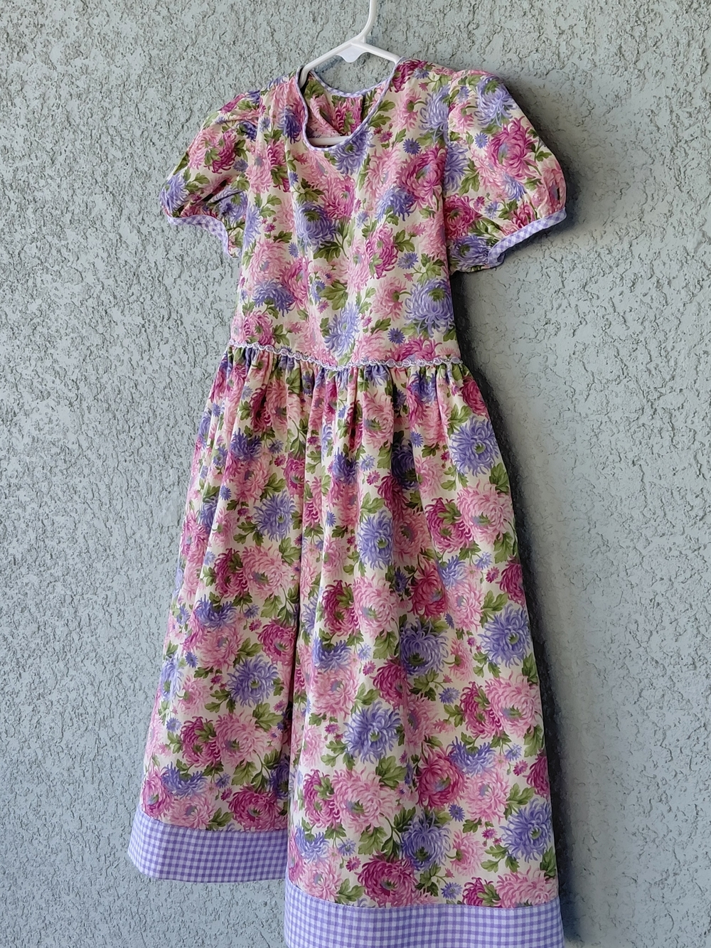 Vintage Girls Floral Dress Size 6 | Pink Purple Cottagecore Tie Back - Picture 3 of 15